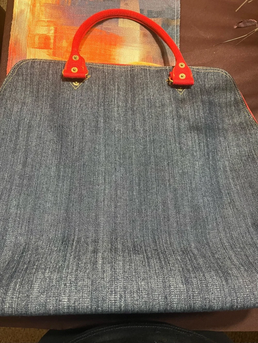 Bath & Body Works Denim Tote with Red Accents